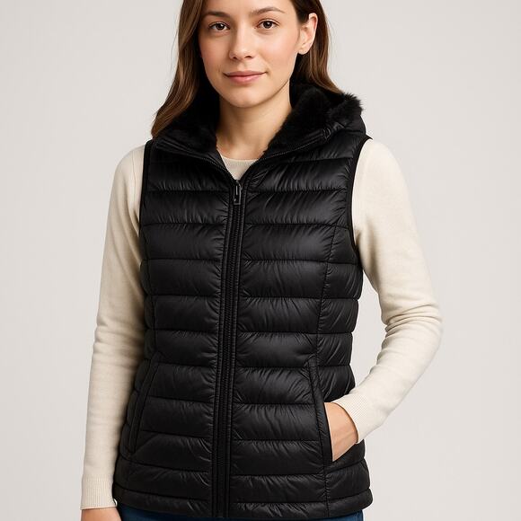 Calvin Klein black down feathers puffer vest size small - Picture 2 of 6
